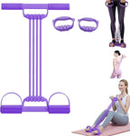3 in 1 Adjustable Pedal Resistance Band, 8-Tube Multifunction Tension Rope, Natural Latex sit-up Trainer Resistance Band Suitable for Fat Loss and Full-Body Shaping Workout (Pink)