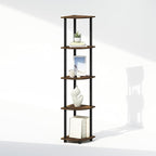Furinno Turn-N-Tube Storage Shelves, 5-Tier Book Shelf, Corner Shelf, Toolless Open Shelves, for Organization and Storage, Living Room, Home Office, Hallway, Bedroom, Amber Pine