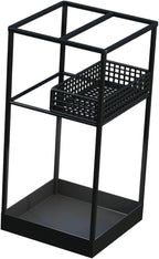 Umbrella Holder Iron Stand Rack Storage Bin Freestanding Organizer with Hollow Out Design Promotes Suitable for Home Office Corridor Apartment, Black
