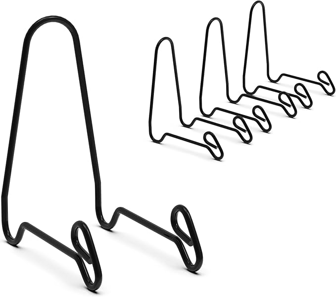 Artliving (4 Pack Black Display Stand Easel Iron Bowl Stands for Display Medium Deep Bowls, Platters and Deep Dishes