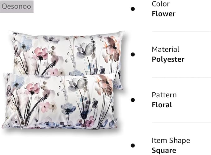 Flower Lumber Throw Pillow Covers 12x20 Set of 2, Flowers Pillow Cushion Cases, Modern Decorative Square Pillowcases for Sofa Couch Bedroom Living Room Car Seat