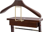 Wooden Suit Valet Stand | Freestanding Clothes Rack with Drawer & Sturdy Base, Ideal for Home Office Hotel
