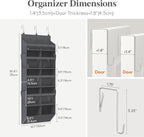 Lifewit 1 Pack Over the Door Organizer, Clear Window Hanging Storage with 4 Side Pockets, Anti Tilt 40 lbs Load Behind Door for Pantry, Nursery, Bathroom, Bedroom, Dorm, 10 Section, Gray