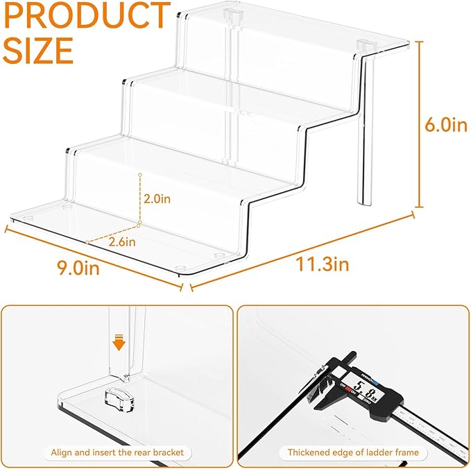 Yieach 4 Tier Clear Acrylic Display Risers,9 Inch Large Perfume Organizer,Colonge Stand and Cupcake Risers,Acrylic Tiered Display Stand for Figure,Funko Pop,Food,Candle,Fragrance Display,Cologne Shelf
