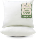 Ashler Throw Pillow Inserts- 24x24 Pillow Inserts with Air Layer, Premium Bed and Couch Pillows - Indoor Decorative Throw Pillow, Square Cushion Sham Stuffer, Pack of 2, White