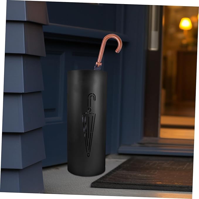 PRETYZOOM Iron Round Umbrella Stand Lightweight Iron Umbrella Rack with Hollow Design for Efficient Drying Stylish Entryway Organizer for Home and Commercial Use
