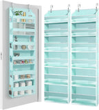 HOMELUX THEORY UPGRADED 6 Tiers Over The Door Organizer Hanging - 100D EXTRA THICK & 50lbs HUGE CAPACITY, 12 Side Mesh Pockets Over The Door Shoe Organizer, Hanging Closet Organizer (Baby Blue, 2pc)