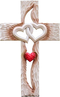 Oooct Carved Cross, Resin Cross Wall Decor, Intertwined Hearts & Never Separates Love, Great Christian Gift, Wall Art Gift, Home Living Room Decor - 13.34 × 8.18 Inch