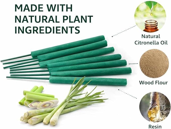 FIRIK Large Citronella Incense Sticks Outdoor, Thick Citronella Incense, Natural Lemongrass Incense Sticks for Home Pool Side Garden, Patio, Camping Trips, Porches, Courtyards, Farm, Backyard, 12 PCS