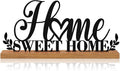 Teenyyou Home Sweet Home Sign House Table Decor Bless Centerpiece Black Metal Word Sign with Wooden Base for Sweet Family Tabletop Desk Decoration Housewarming Gift