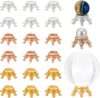 18 Pcs 3 Colors Mini Crown Crystal Ball Stands, Vintage Decor Metal Tabletop Display Pedestals for Natural Crystal Ball Collection and Home Decoration