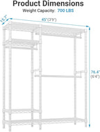 VIPEK V2 Heavy Duty Clothes Rack 4 Tiers Wire Shelving Garment Racks with 3 Hanging Rods Compact Freestanding Closet Metal Closet Rack, Max Load 700LBS, White