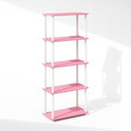 Furinno Turn-N-Tube Book Shelf, 5-Tier Bookshelf, Bookcase with Multipurpose Compact Display Rack, 11.6 x 23.6 x 57.4, for Living Room, Bedroom, Home Office, Pink/White