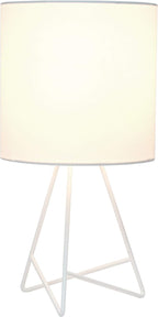 Simple Designs LT2066-WOW-LB 14" Down to The Wire Table Lamp for Bedroom, Living Room, Entryway, Office, White with White Shade, with Feit LED Bulb Included