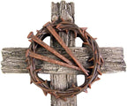 Cross with Thorn Crown and Nails, Wall Hanging Decoration, Religious Gift, 13 1/2 Inch