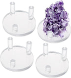 Hipiwe Acrylic Display Easel Rock Display Stand - Three-Peg Round Display Easel Stands for Fossil Coral Geodes Mineral Agate Small Collectibles, Medium,Set of 4