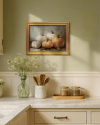 VIYYIEA Vintage Gold Framed Wall Art for Living Room, Pumpkins Canvas Prints Home Decor, Oil Painting Picture, Bedroom Wall Decor Gifts for Friends or Family -【Five Pumpkins 】-(16L x 12W)
