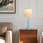 Lamps Set of 2 Modern Farmhouse Table Lamp Bedside Reading Lamps Living Room End Tables Set Lamps for Night Stands Bedroom Night Lamp,High 27 Inch,Green,With Fabric Lamp Shade,Bulb Not Included