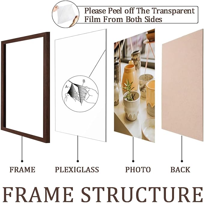 KTKDE A2 Picture Frame Walnut Woodgrain Display 16.5x23.4 inch Poster Frames Vertical & Horizontal Wall Hanging Large Picture Frame for Photos and Artwork - Perfect for best gifts and Home Decor