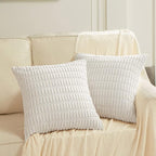 Fancy Homi 4 Packs Decorative Throw Pillow Covers for Living Room Couch Bed, Modern Farmhouse Boho Home Décor Accent Cushion Case, 20" x 20", White