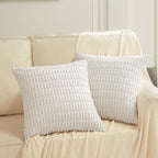 Fancy Homi 4 Packs Decorative Throw Pillow Covers for Living Room Couch Bed, Modern Farmhouse Boho Home Décor Accent Cushion Case, 16" x 16", White