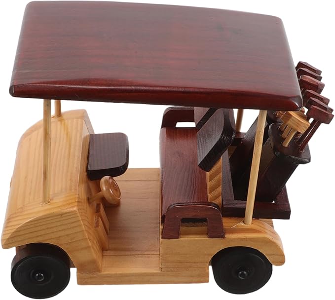 INOOMP Vintage Wooden Car Sculpture Retro Desk Display Model Antique Vehicle Figurine with Natural Finish for Home Decor and Collectors