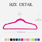 HOUSE DAY Rosy Red Velvet Hangers 60 Pack, Non Slip Clothes Felt Hanger Heavy Duty for Coat, Premium Slim Space Saving Suit Hangers for Closet Organizer, 360° Rotating Silver Hook