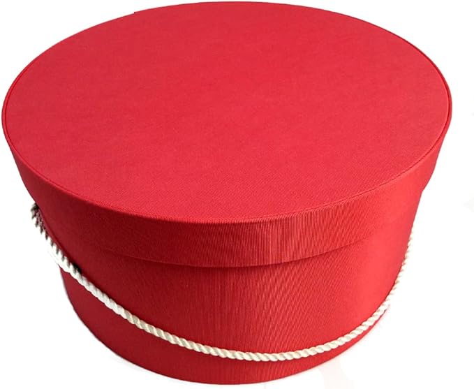 Sarah's Hat Boxes Classic Coral Hat Box – 16.75" x 8.5" (Dia. x Ht.) Handmade in USA – Odorless Non-Toxic Adhesive, Cording Handle – Premium Storage for Hats & Accessories