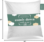 ComfyDown Decorative Throw Pillow Insert, Down and Feathers Fill, 100% Cotton Cover 233 Thread Count, Square Pillow Insert - Made in USA (20" x 20")