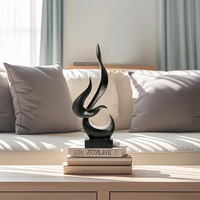 Gold Fire Flame Sculpture, Modern Abstract Resin Statue, Art Statue Home Decor for Living Room TV Stand Coffee Table Shelf Accents Decor.（Small）