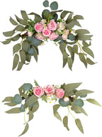 Artificial Peony Swag, Set of 2 Pink Flowers Swag Floral Swag Arrangements Decorative Wedding Arch Flowers for Wedding Arch Front Door Wall Decor