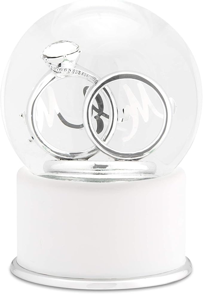 THINGS REMEMBERED Engagement Mr. & Mrs. Wedding Ring Snow Globe (Free Customization)