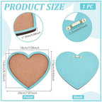 BENECREAT Heart Pin Cork Board, Bulletin Display Board Wall Mounted Cork Board with Light Sky Blue Frame for Brooch Pin Storage Display, Office Home and School Decor, 6.9x7.8inch