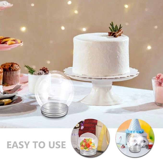 BESTOYARD 20Pcs DIY Snow Globe Water DIY Kit - Clear Water Globe Jars, Photo Snow Globes, Fancy Snow Globes with Glitter Flakes