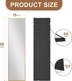 Delma Full Length Mirror,Large Floor Mirror with Aluminum Frame for Bedroom, Bathroom, Living Room,Wall Mount or Freestanding Design(with Stand,Rect 56x15-Gold)