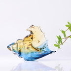 DOVDOV Hand Blown Glass Conch Statues, Blue and Amber Glass Art Figurines, Conch Shells for Coastal Home Decor, Living Room TV Stand and Bookcase Decor, Bathroom Shelf Tops and Cabinet Decor.