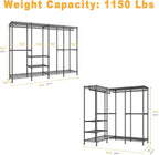 H41 Garment Rack Heavy Duty Clothes Rack, Clothing Racks for Hanging Clothes, Extra Large Freestanding Portable Closet Wardrobe Rack 78.5'' W × 15.8'' D × 76.4'' H, Max Load 1150 Lbs, Black