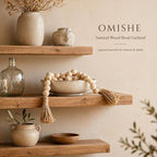OMISHE 76" Long Extra Large Wood Bead Garland with 1.6" Diameter Wooden Beads and Tassels, Rustic Farmhouse Country Decorative Beads for Home Tiered Tray Decor, Natural Beige