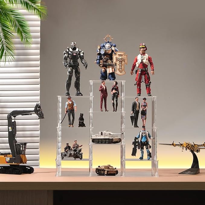 Clear Acrylic Display Risers Stand Shelf, Acrylic Stands Display for Action Figures Collectibles Perfume Organizer Stand,Pop Figures Stand Risers for Decorating & Organizing (9 Tier)