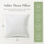 Ashler Throw Pillow Inserts 26 x 26 Inches Set of 2,Firm and Fluffy Decorative Square Pillows with Air Layer, Indoor Square Cushion Stuffer for Couch Bed Sofa and Living Room