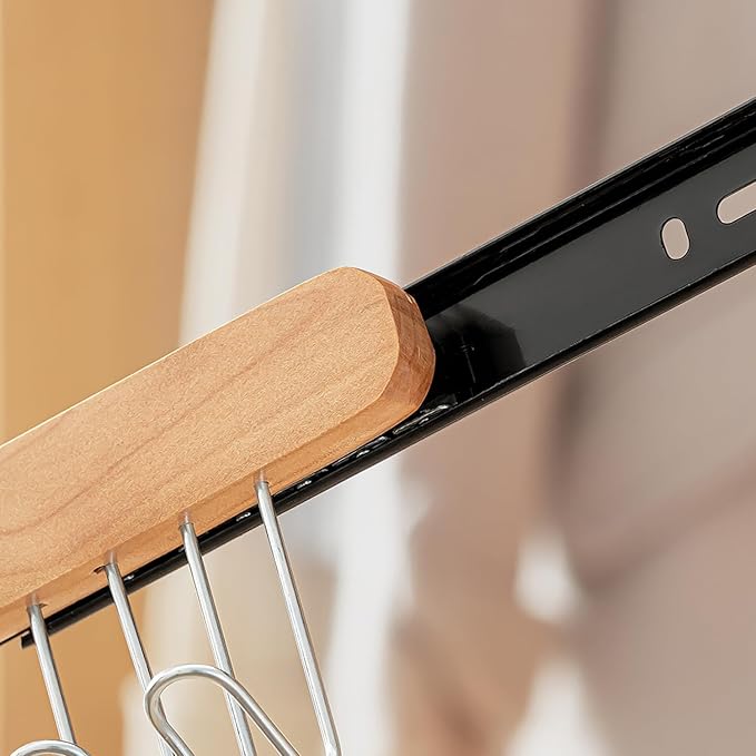 Pull Out Bra Hanger for Closet, Sliding Hooks Rack for Belt Ties Tank Top Scarf Jewelry, Space Saving Organizr for Wardrobe Cabinet, Left & Right Side 12 Hooks Rail, 2 Pcs