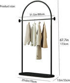 Black Arched Garment Rack with Marble Base, Freestanding Metal Clothing Rack for Bedroom,Entryway or Boutique, Modern Heavy Duty Coat Rack