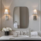 ANDY STAR 22x30 Chrome Bathroom Mirror, Oblong Silver Mirror with Stainless Steel Metal Frame, Oval Vanity Mirror for Over Sink, Modern Anti Rust Wall Mounted