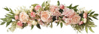 MSUIINT 25.6 Inch Artificial Rose Flower Swag with Green Leaves, Handmade Fake Plant for Front Door, Wedding Arch Flowers Spring Floral Swag, Wall Hanging Swag for Home Party Decor(Pink)