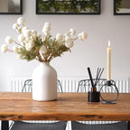 Large White Vase, Big Iron Vase for Long Stem Flowers, White Arlo Matte Finish for Modern Minimalist Table Decor, Japandi Home Decor