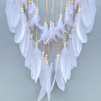 Large White Dream Catcher, Handmade Big Dream Catchers for Bedroom Wall Hanging Wedding Party Decor with a Greeting Card Gift (11.8 Inches in Diameter)