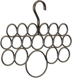 iDesign Axis Metal 18-Loop Wave Scarf Hanger, No Snag Closet Organization Storage Holder for Scarves, Men's Ties, Women's Shawls, Pashminas, Belts, Accessories, Clothes, 11.5" x .5" x 9.5" - Bronze