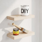 Homeforia Wood Floating Shelf 12 inch, High End Solid Natural Wood 12inch Floating Shelves for Wall Mounted, Unfinished Small Wooden Floating Shelves, Heavy Duty Bracket, 12 X 6.5 X 1.75 in, Set of 2