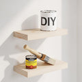 Homeforia Wood Floating Shelf 12 inch, High End Solid Natural Wood 12inch Floating Shelves for Wall Mounted, Unfinished Small Wooden Floating Shelves, Heavy Duty Bracket, 12 X 6.5 X 1.75 in, Set of 4