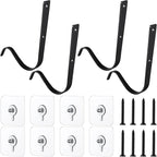 MorningRo 4 Set Large Front Door Garland Hanger Heavy Duty Cast Iron 33 lb Door Garland Hanger Self Adhesive Hook No Nails Screws for Christmas Halloween Decorations(Black)